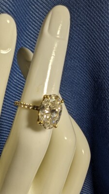 14K Gold 3.21 C. Oval Brilliant E VS1  IGI Certified Lab Diamond Ring Size 4.5