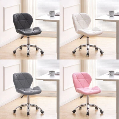 Cushioned Computer Desk Office Chair Chrome Legs Lift Swivel Small Adjustable