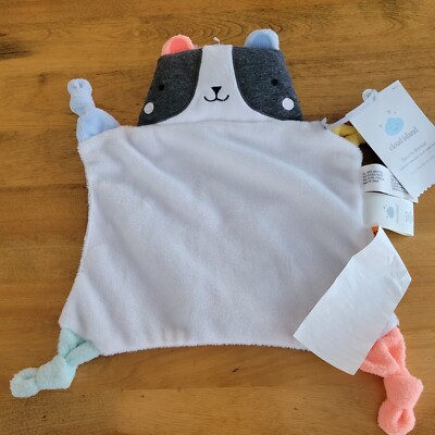 Cloud Island Panda Lovey Baby Security Blanket Plush Knotted Corners Gray Bear