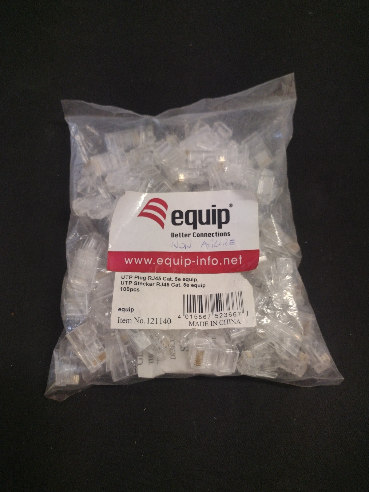 Equip 121140 Premium Cat. 5e RJ45 UTP Plug, PACCO 100PZ in busta sigillata