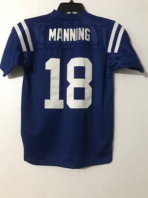 Reebok Indianapolis Colts Manning #18 Stitch Jersey Blue/White Sz