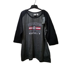 NHL Winnipeg Jets T-Shirt Women's 3X Distressed Gray Black 3/4 Sleeve Raglan