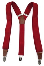  70 Club Room Men'S Solid Red Stretch Braces Clip-End Adjustable Suspenders