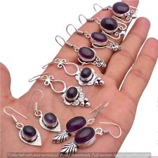 Sale Amethyst Gemstone 925 Sterling Silver Plated 5 Pair Women Earrings Jewelry