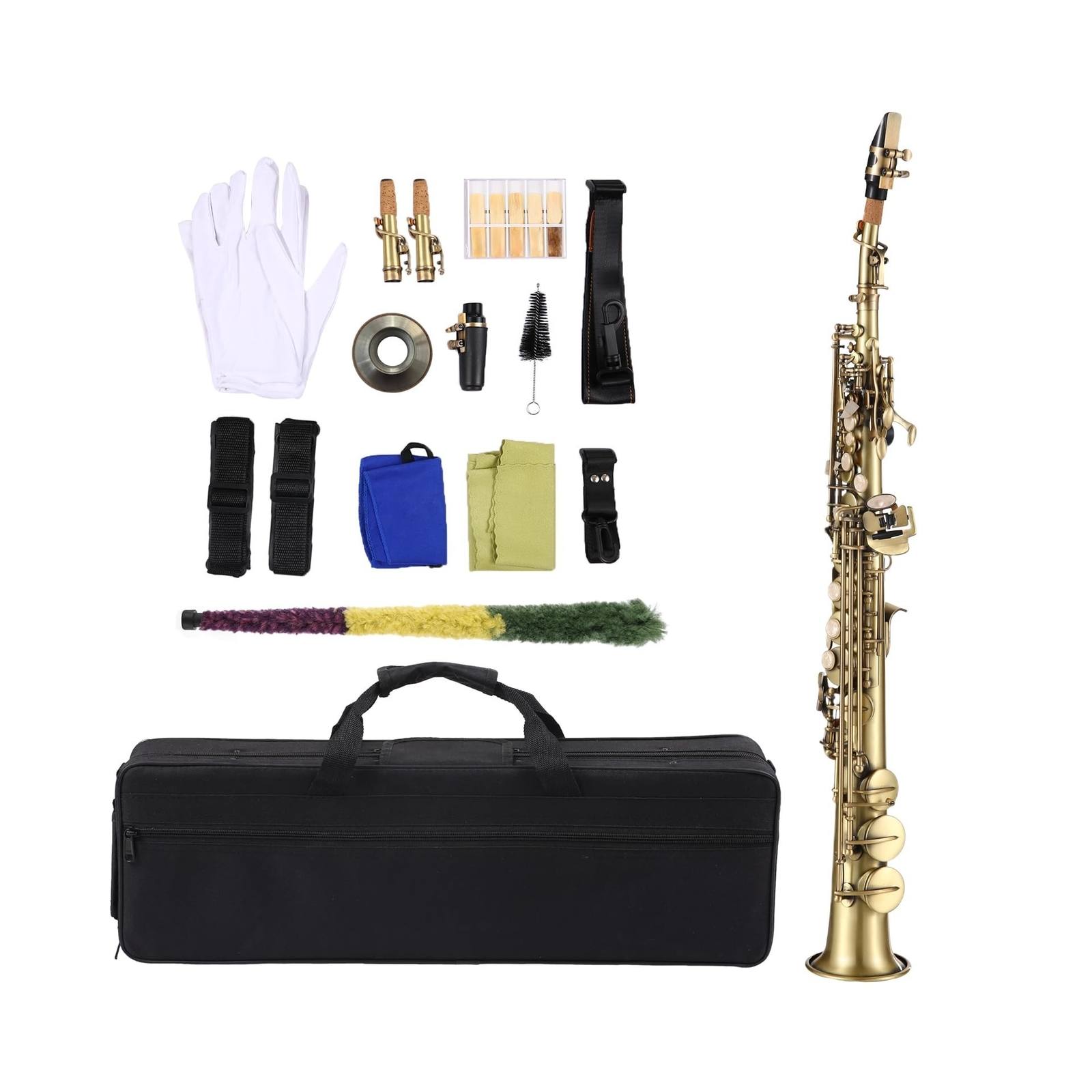 Btuty Straight Bb Soprano Saxophone Nickel Plated Sax straight saxophone Prof...