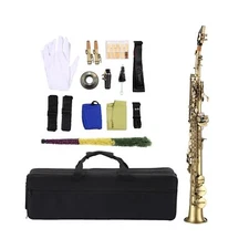 Btuty Straight Bb Soprano Saxophone Nickel Plated Sax straight saxophone Prof...