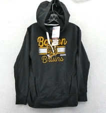 CCM Boston Bruins Hoodie Womens Small Black Sweatshirt NHL Hockey Retro Top New