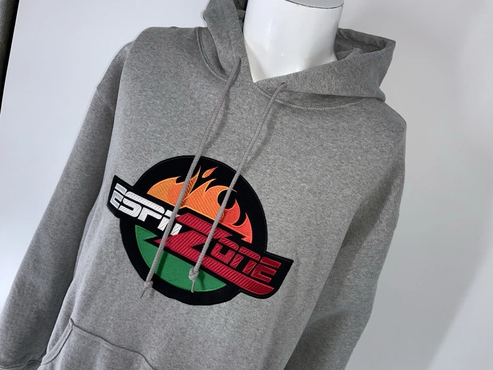 Sudadera con Capucha Vintage ESPN Zone Para Hombre’s L Gris Algodón Poli NUEVA CON ETIQUETAS YGI N5-25 Foto 3 de 4