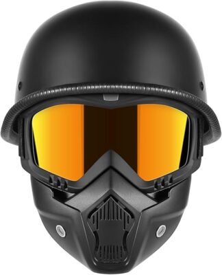 Motorcycle Half Helmets with Face Shield, German Style Motorcycle Helmet 
