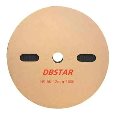 DBSTAR 100 FT. 100' Feet BLACK 1/2" 12mm Polyolefin 2:1 Heat Shrink Tubing cable