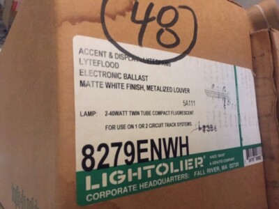 RARE LOT 4 Lightolier Lyteflood L40 2-40W Tt, Electronic Balast, White  8279ENWH