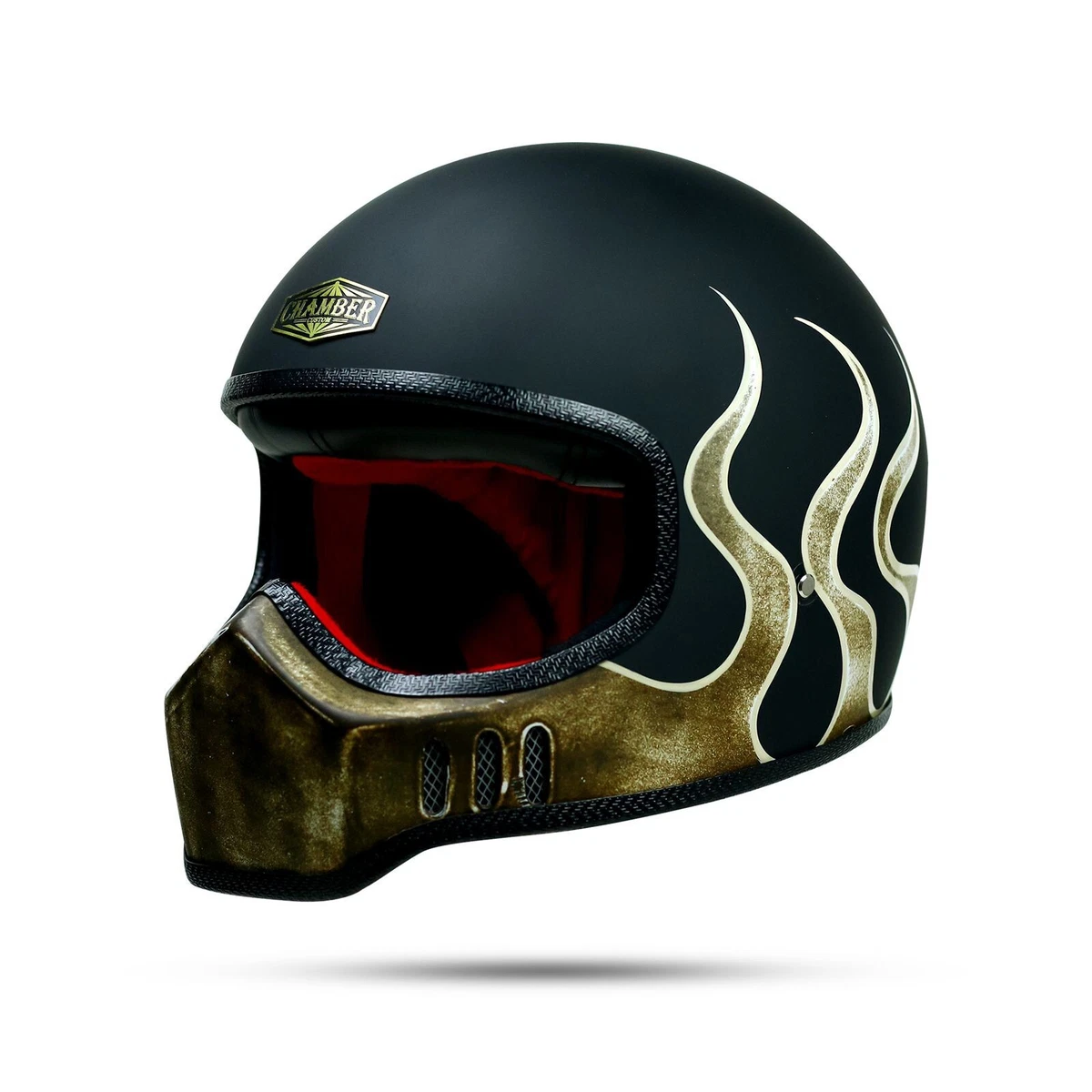 FULL FACE CUSTOM HELMET LOCOMOTO RUSTY CAFE RACER CHOPPER BOBBER MOTORCYCLE