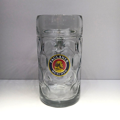 Tasse à bière Paulaner Muchen 1 litre en verre trempé lourd d
