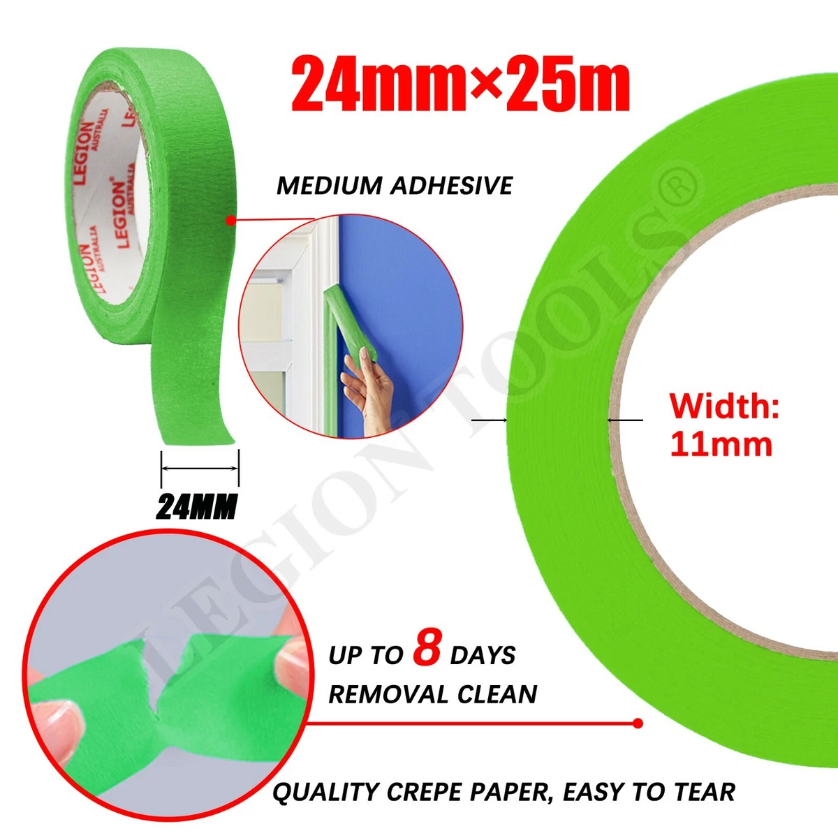 Blue Green Masking Tape Painting UV Resistant 24mm House Painter Adhesive