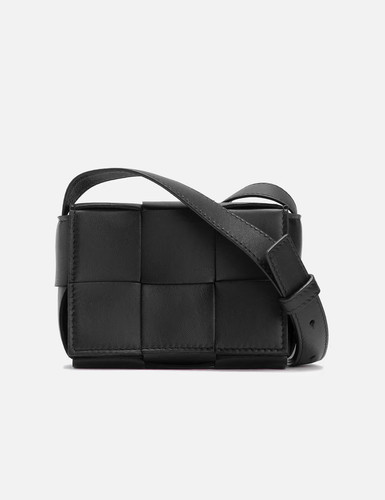 100% AUTHENTIC NEW BOTTEGA VENETA INTRECCIATO BLACK MINI CASSETTE CROSSBODY BAG