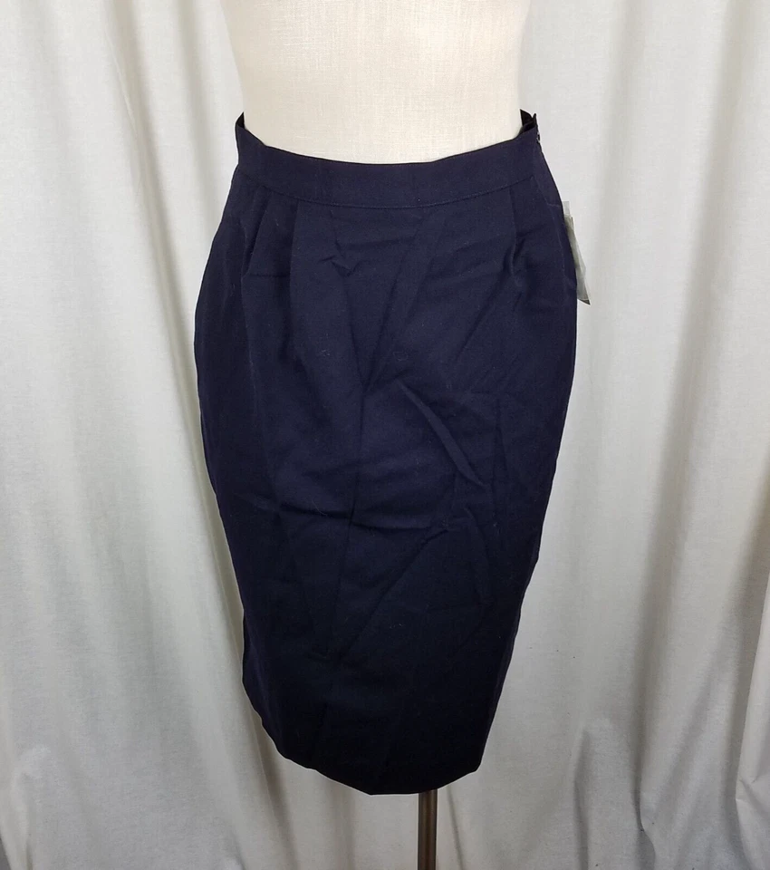 Falda lápiz plisada forrada azul marino vintage Austin Reed Burton para mujer 8P EE. UU.