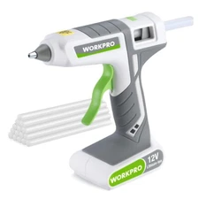 WORKPRO 12V Rechargeable Cordless Hot Melt Glue Gun w/15pcs Full-size Glue Stick