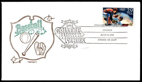 1993 Olympic Baseball FDC NCAA College World Series Omaha Baseball RJG Cachet