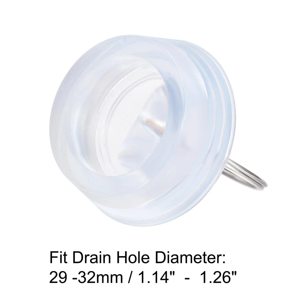 2x Spülstop fen aus Gummi, Abflussstopper Klar Blau für 29-32mm mit Aufhängering - Bild 4 von 4