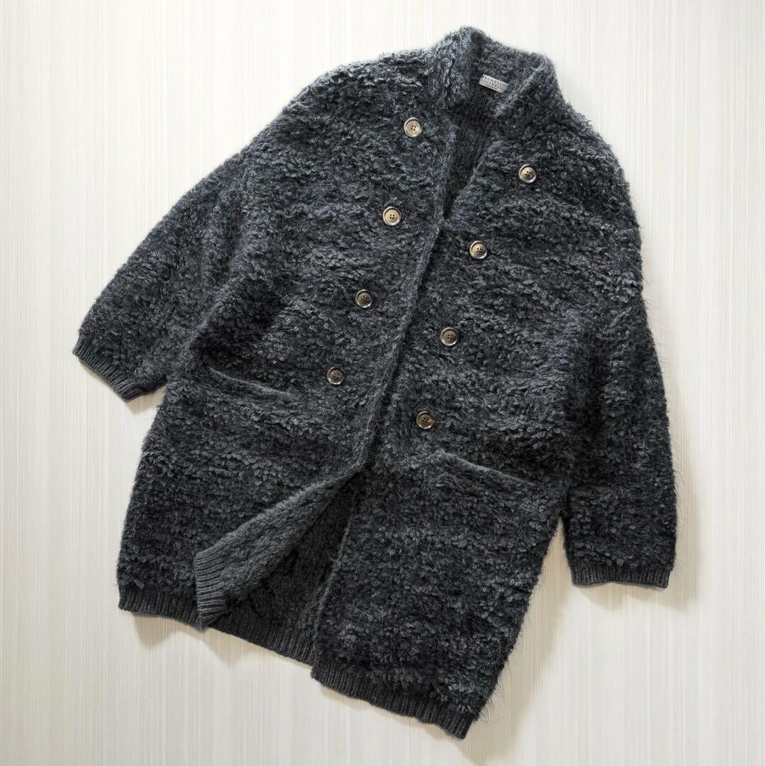 Brunello Cucinelli Mohair Wool Cashmere Knit Coat Long Cardigan
