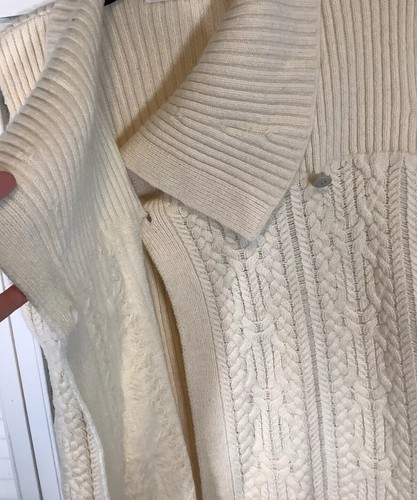 Woolrich Womens Sweater Vest Ivory Cable Knit Cowl Neck Sleeveless Size Small - Picture 5 of 8