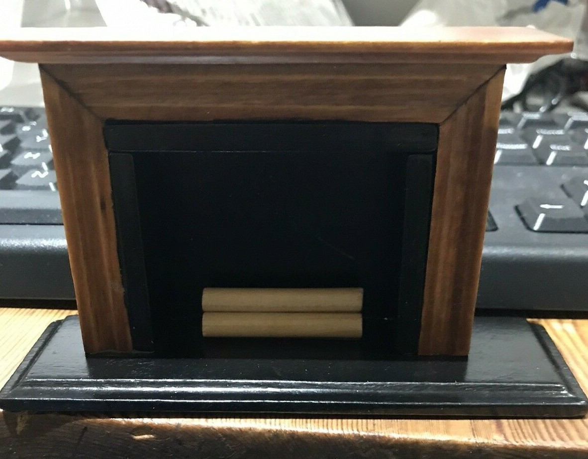 Dolls House Brass Effect Fireplace Tool Set, Fire Guard & Fireplace 2