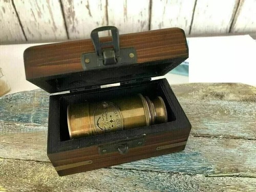 Victorian Brass Telescope Nautical Antique Victorian Maritime Spyglass With Box - Picture 2 of 4