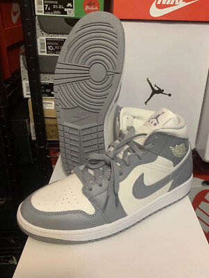 Nike Air Jordan 1 Mid Stealth Sail Grey White Shoes BQ6472-115