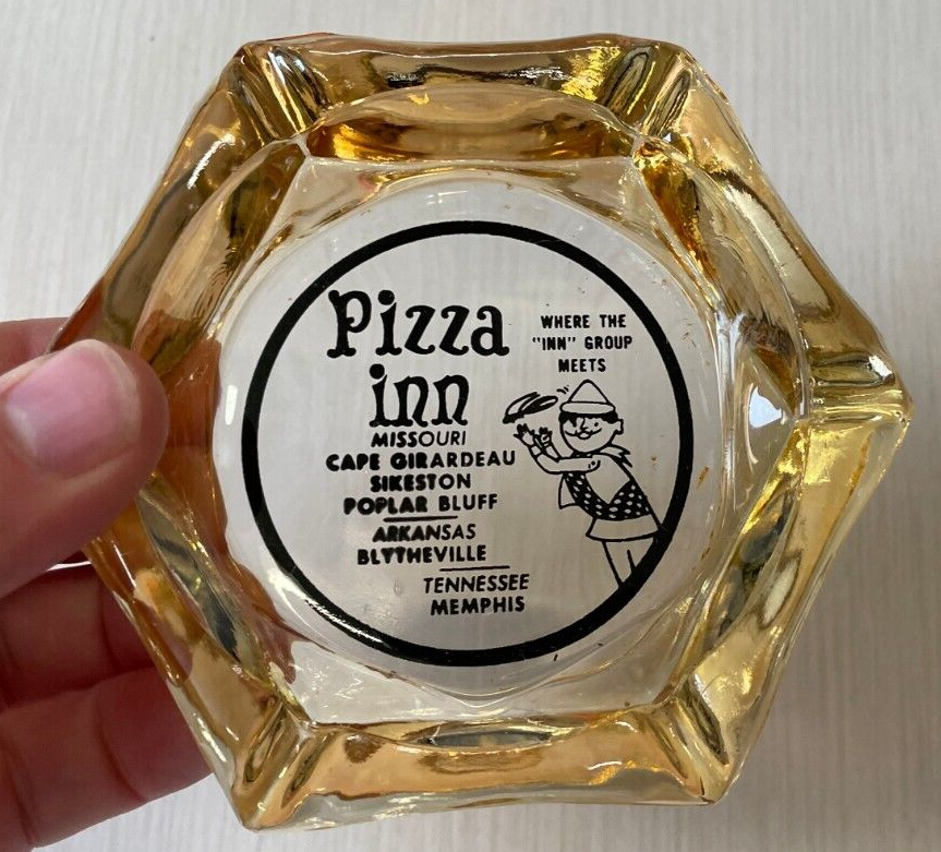 Vintage Pizza Inn Glass Ash Tray Cape Girardeau MO Sikeston Blytheville