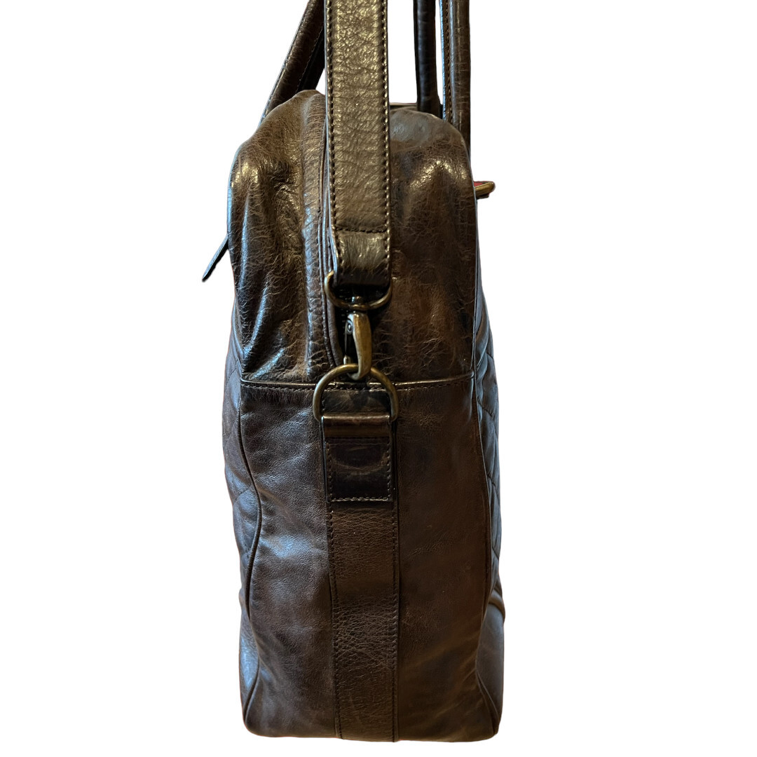 Authentic Belstaff MEN’S LARGE SQUARE Blackbrown Leather Shoulder Bag Rare image 6