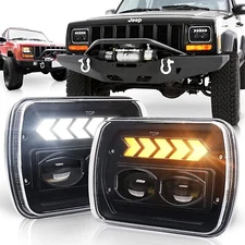 For 1986-1995 Jeep Wrangler YJ 1984-2001 Cherokee XJ 5X7" 7x6" LED Headlight
