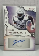Shawn Preston Jr. auto rookie card NFL 2023 SAGE SNEAK PEEK AUTOGRAPH #SPA-SP