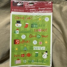 New Sealed Hallmark Holiday Reward Stickers 8 Sheets Snowman Ornament Snowflake