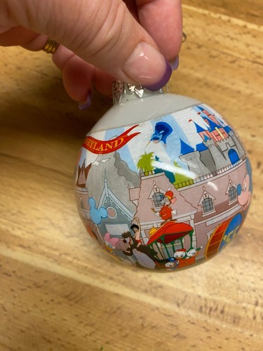 VTG Mickey Mouse Disney Happiest Place on Earth Glass Ball Christmas Ornament 3" - Picture 3 of 4