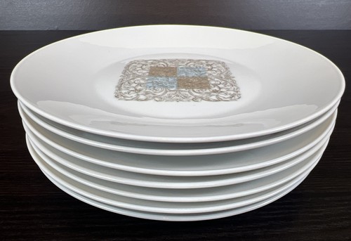 7 Vintage Rosenthal Germany Lace Antique 7 1/2” Salad Plates Blue Gold - Picture 8 of 8
