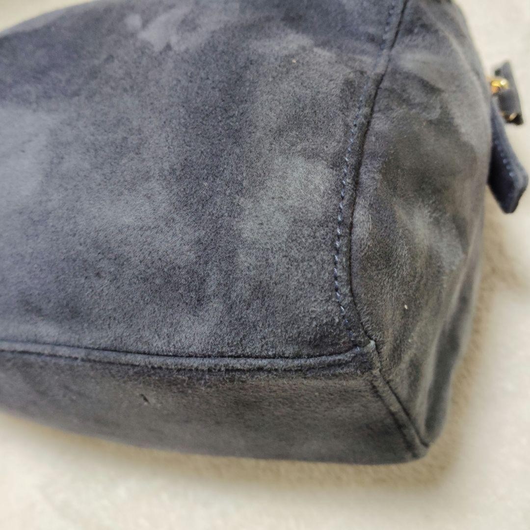 PRADA Mini Handbag Chain Suede Triangular Logo Go… - image 9