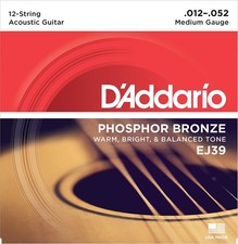 D'Addario EJ39 Phosphor Bronze Medium 12-String Acoustic Guitar 12-52