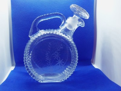 Paden City Glass Tilt Jug W/Stopper Grain Wheat Pattern Syrup/cordial No Damage