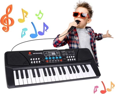 QIQUBOX 37 Tasten Klavier für Kinder Elektronisches Keyboard mit Mikrofon