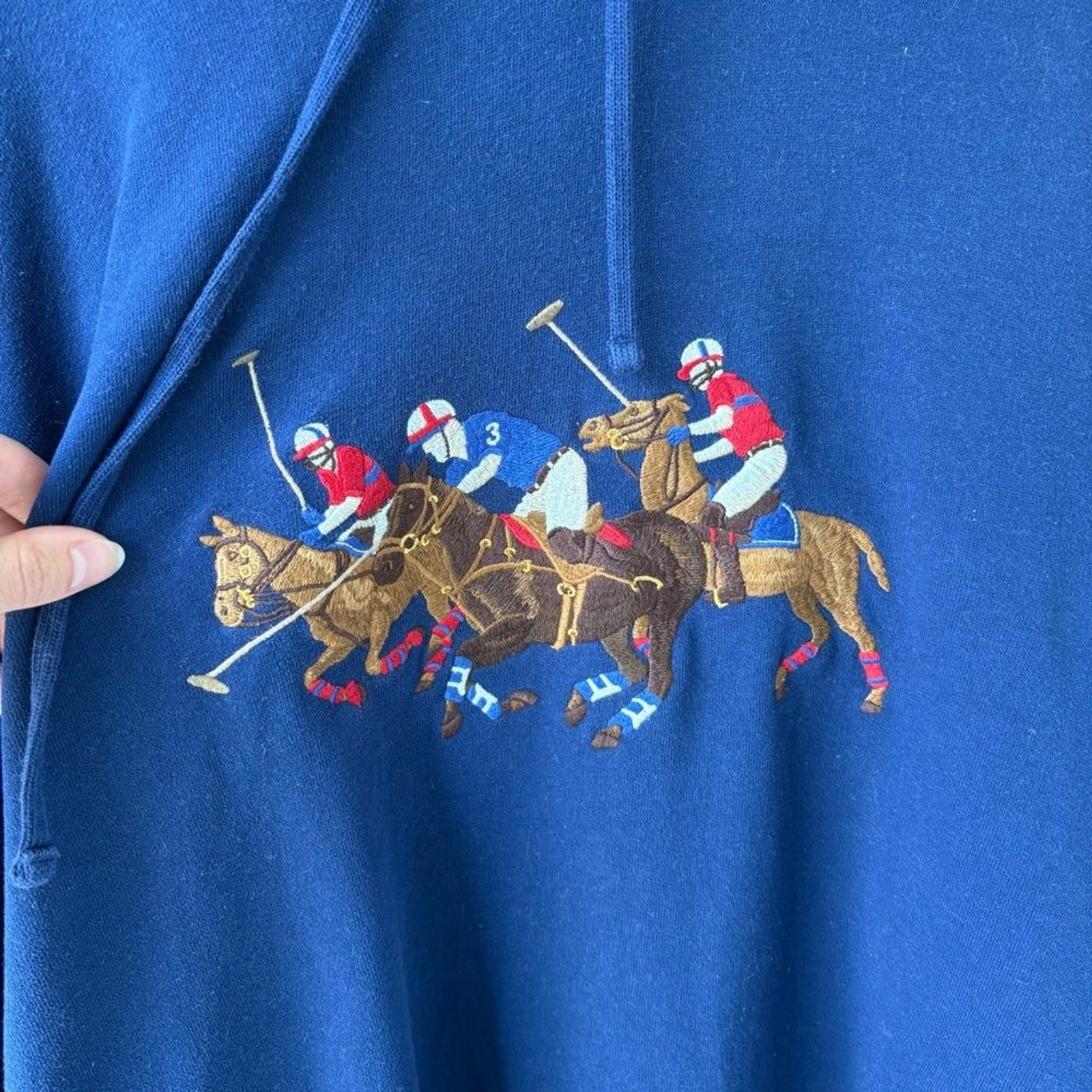 Polo Ralph Lauren Triple Pony Fleece Navy Felpa con Cappuccio Uomo 4XL Misto Cotone Poliestere