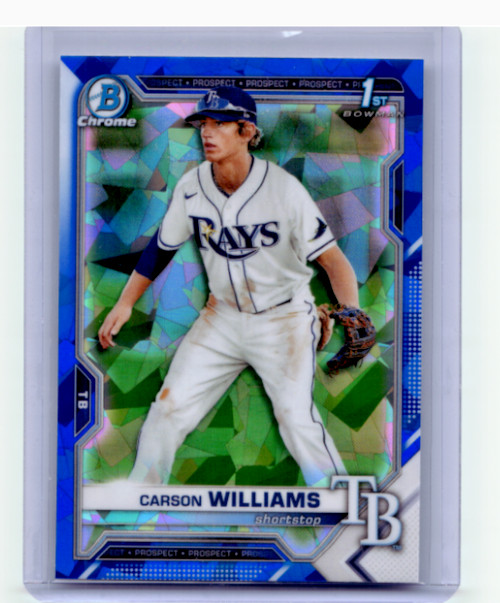 Carson Williams 2021 Bowman Draft Chrome Sapphire 1st #BDC-180 Tampa Bay Rays