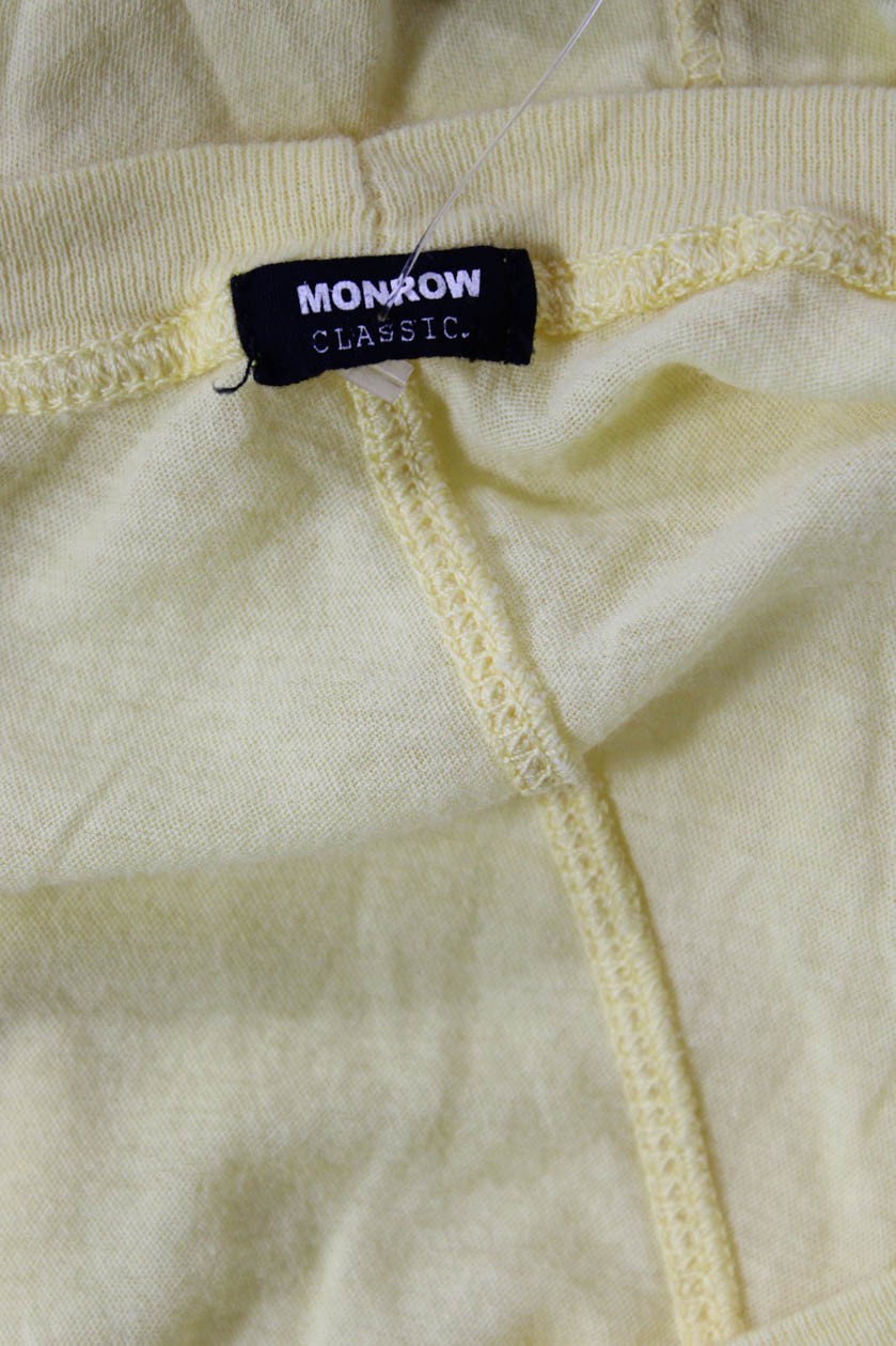 Monrow Womens Basic Yellow Cotton Round Neck Shor… - image 6