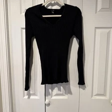 Alfani Stretch Silk Black Top.  Size Large Silk Viscose Nylon