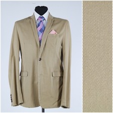Mens Summer Blazer 38R UK Size BEN SHERMAN Beige Cotton Sport Coat Jacket