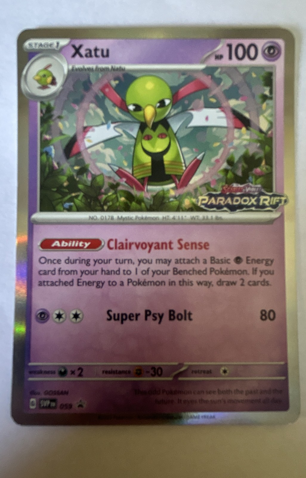Xatu - 059 (Prerelease) 059 Sv: Scarlet & Violet Promo Cards Holo Pokemon