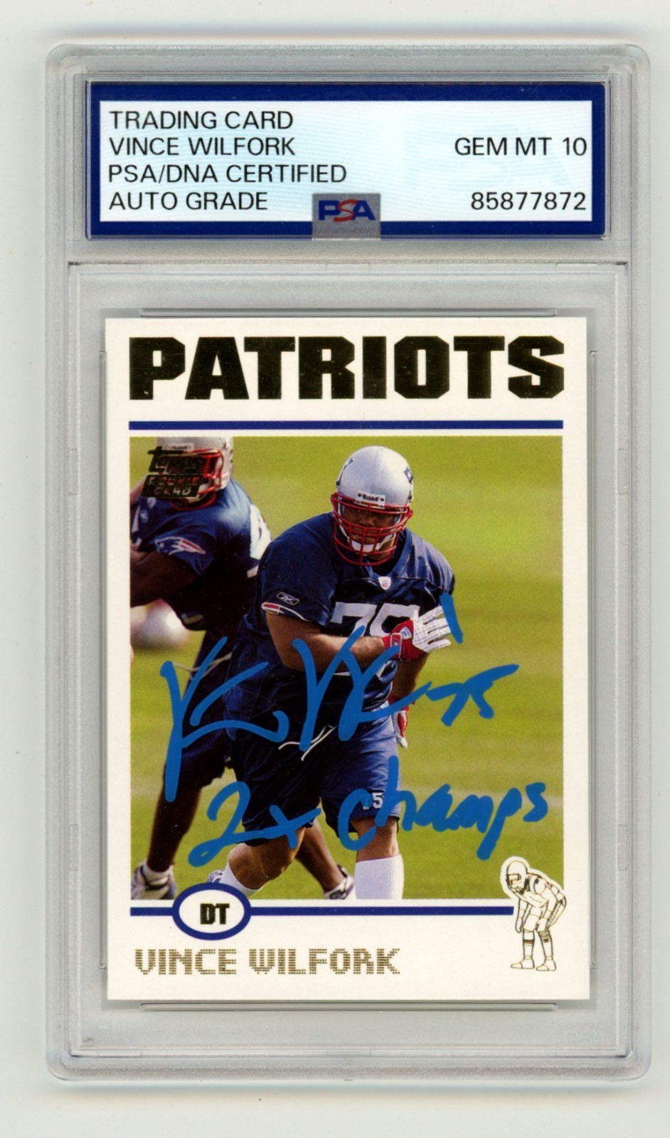 Vince Wilfork 2004 Topps Gold SP #327 Signed Rookie RC w/ SB Champs PSA 10 Auto