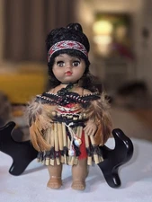 New Zealand Doll Maori Costume in OB Plastic Ethnic 7 in Paris Products Vintage