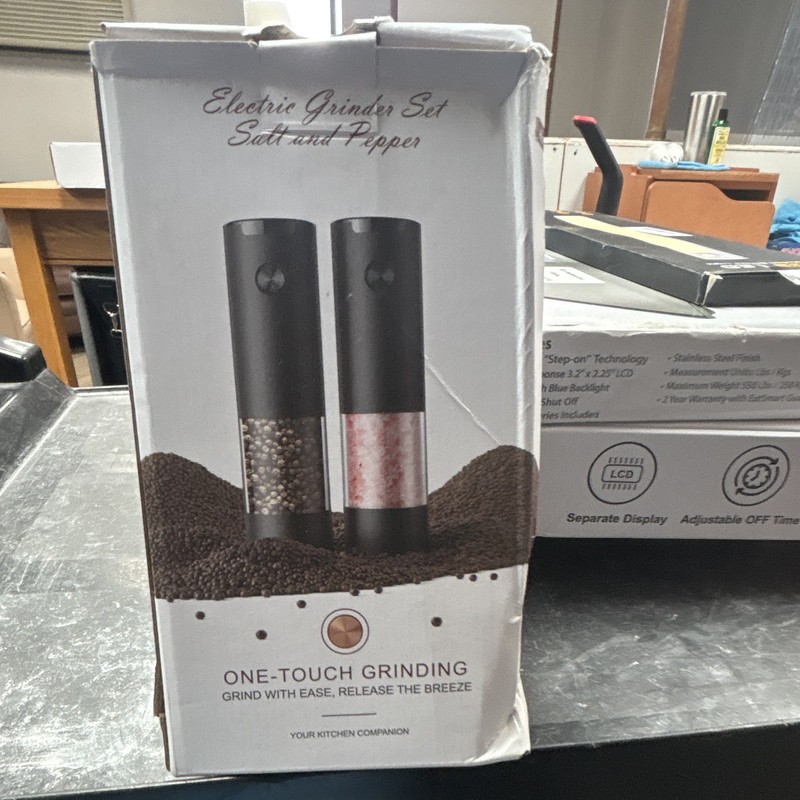 Electric One-Touch Battery Salt & Pepper Grinder Set, 2-Piece Black/Clear