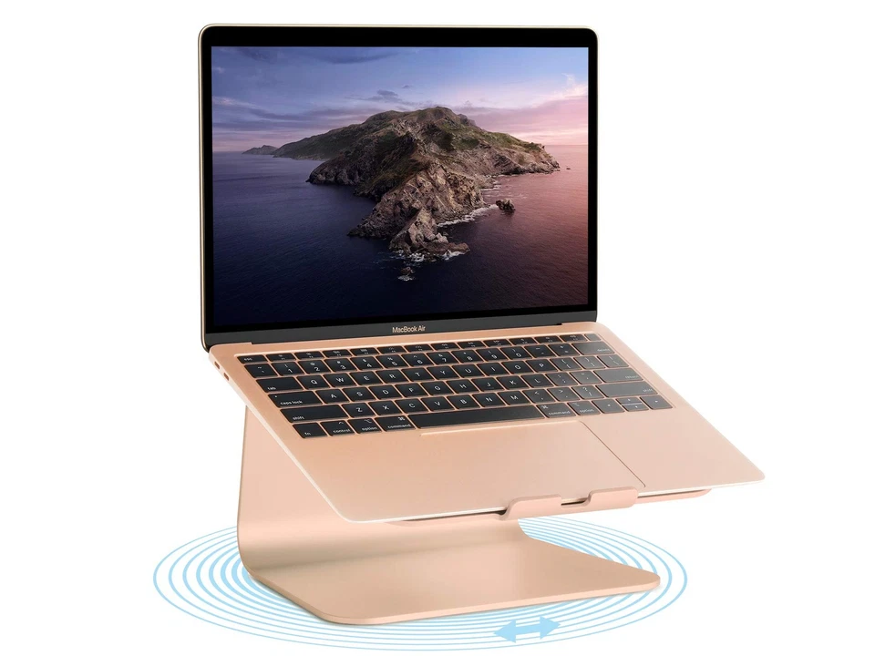 Gold Laptop Stand with Swivel Base Adjustable Height for Macbook Air Pro - Image 2 of 4