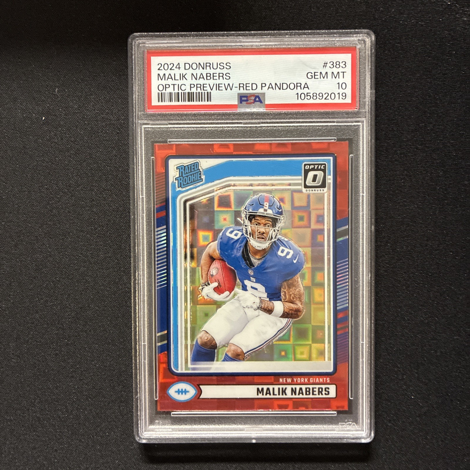 Malik Nabers Panini Donruss #383 Preview Red Pandora Optic